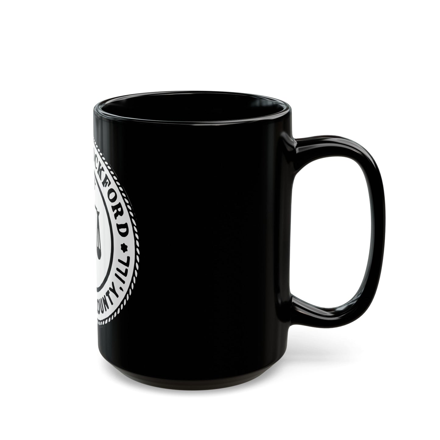 Seal of Rockford Illinois - Black Coffee Mug-The Sticker Space