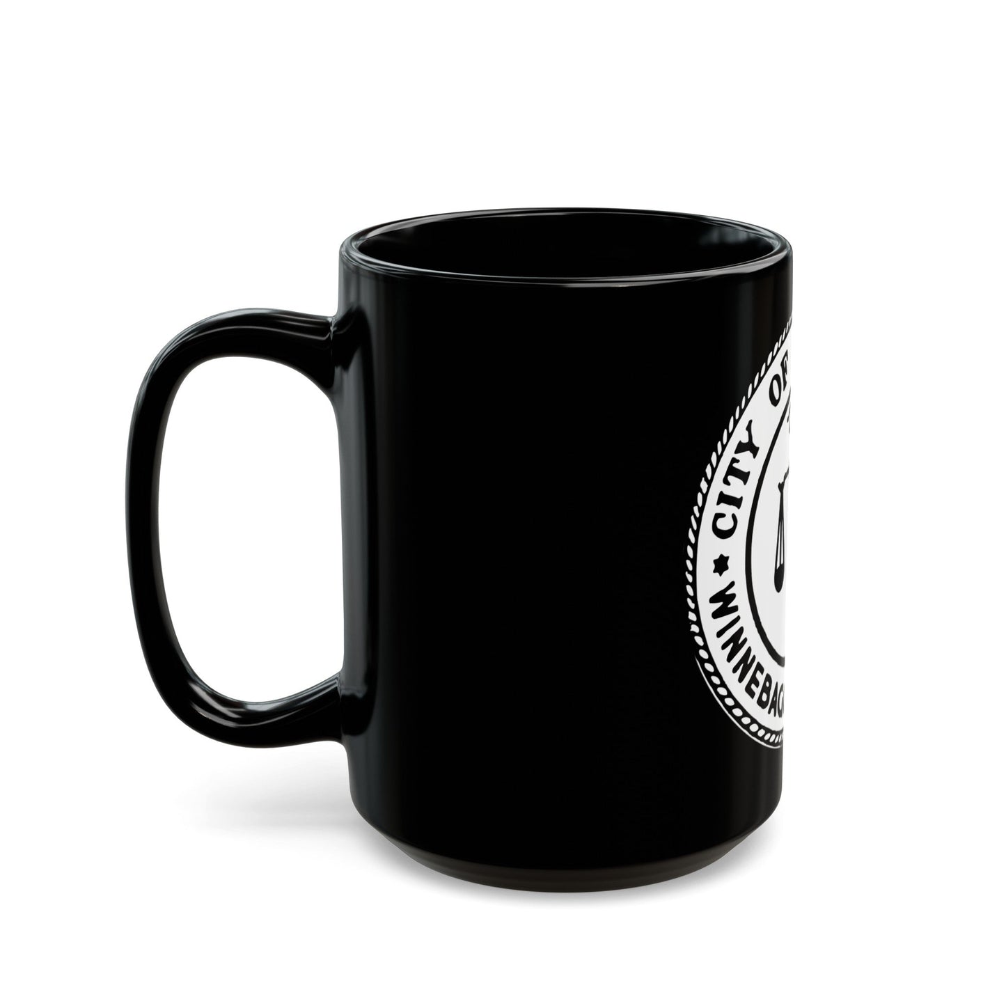 Seal of Rockford Illinois - Black Coffee Mug-The Sticker Space