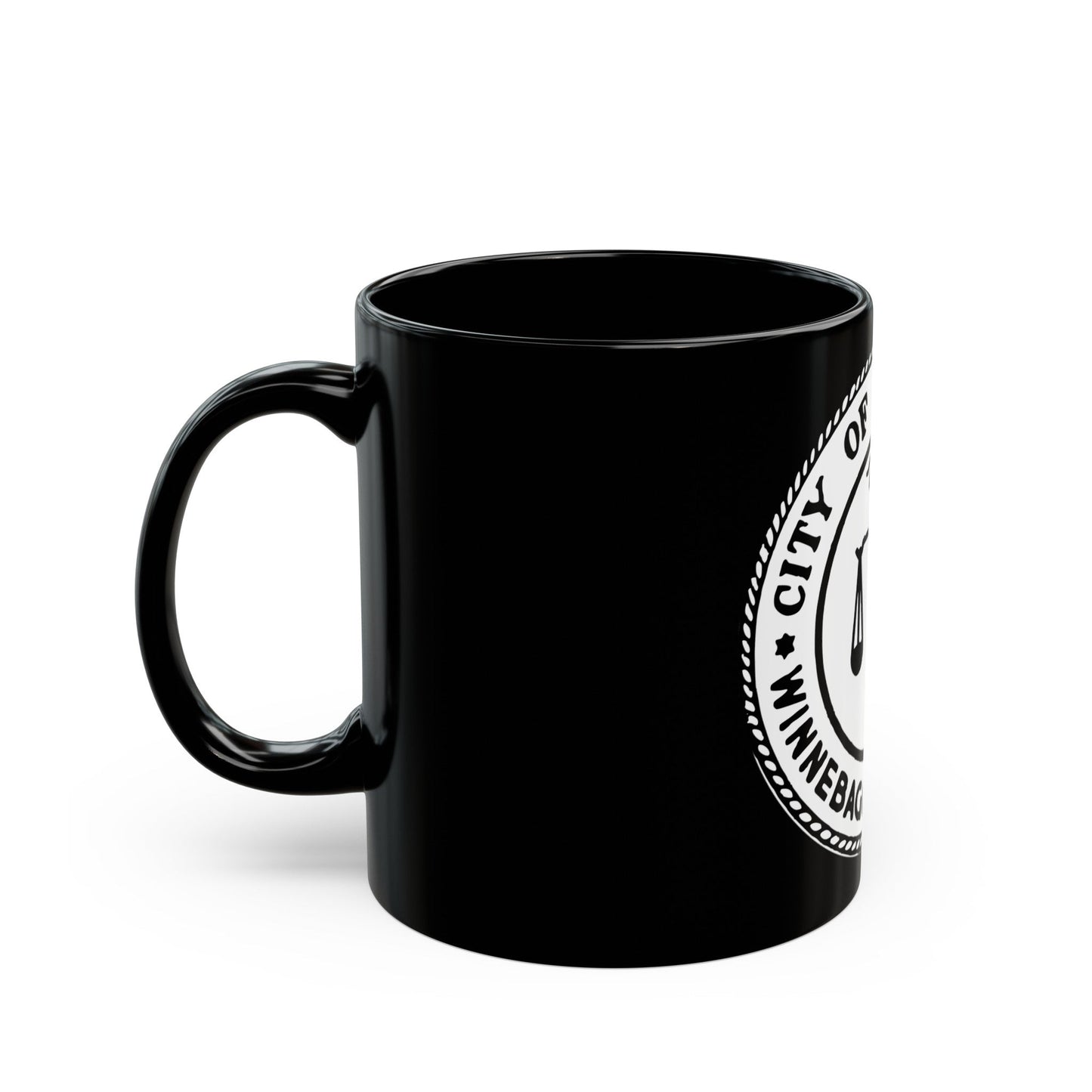 Seal of Rockford Illinois - Black Coffee Mug-The Sticker Space