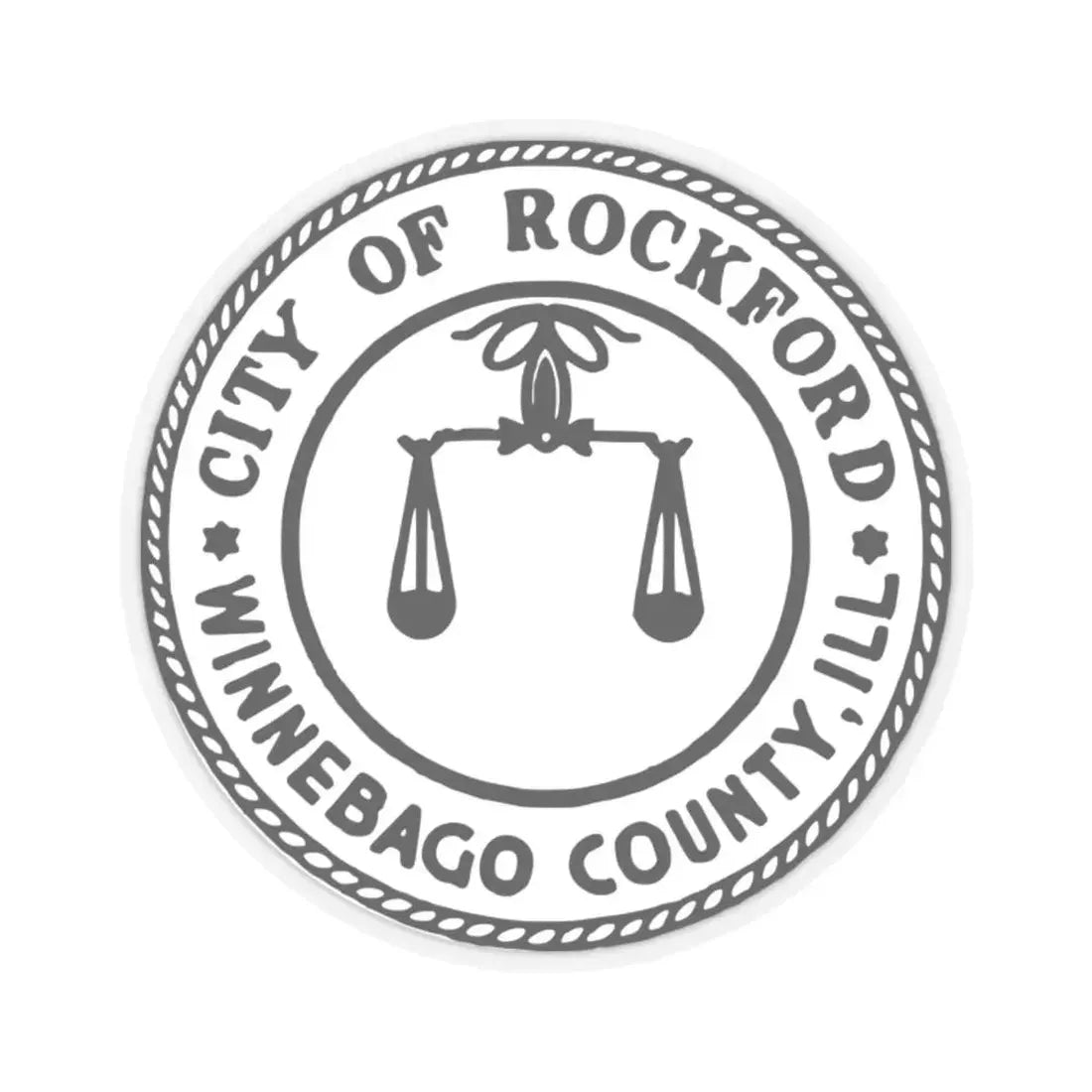 Seal of Rockford Illinois - STICKER Vinyl Kiss-Cut Decal 2 Inch Transparent - The Sticker Space
