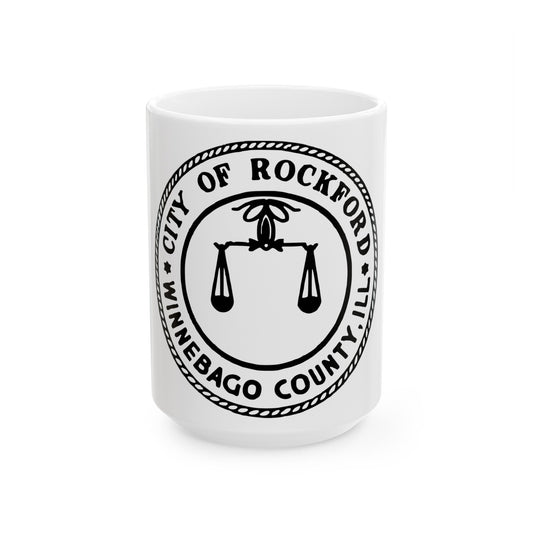 Seal of Rockford Illinois - White Coffee Mug-15oz-The Sticker Space