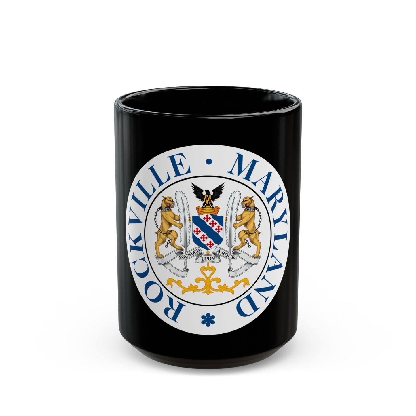 Seal of Rockville Maryland - Black Coffee Mug-15oz-The Sticker Space