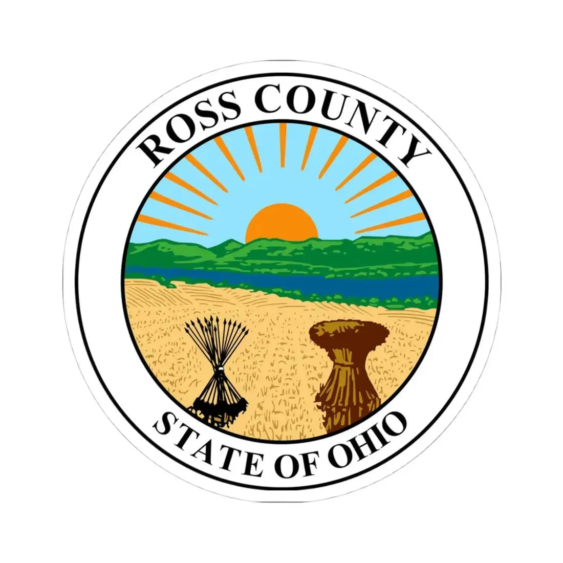 Seal of Ross County Ohio (United States) STICKER Vinyl Kiss-Cut Decal 4 Inch White - The Sticker Space