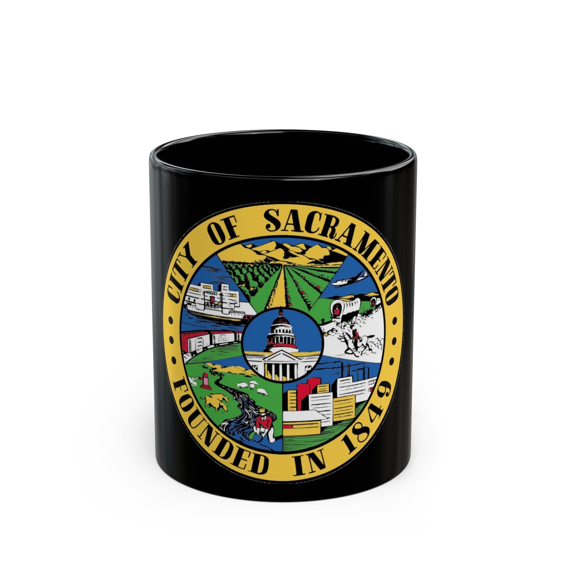 Seal of Sacramento California - Black Coffee Mug-11oz-The Sticker Space