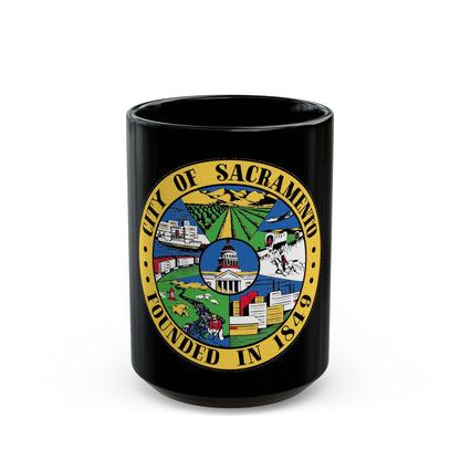 Seal of Sacramento California - Black Coffee Mug-15oz-The Sticker Space