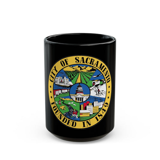 Seal of Sacramento California - Black Coffee Mug-15oz-The Sticker Space