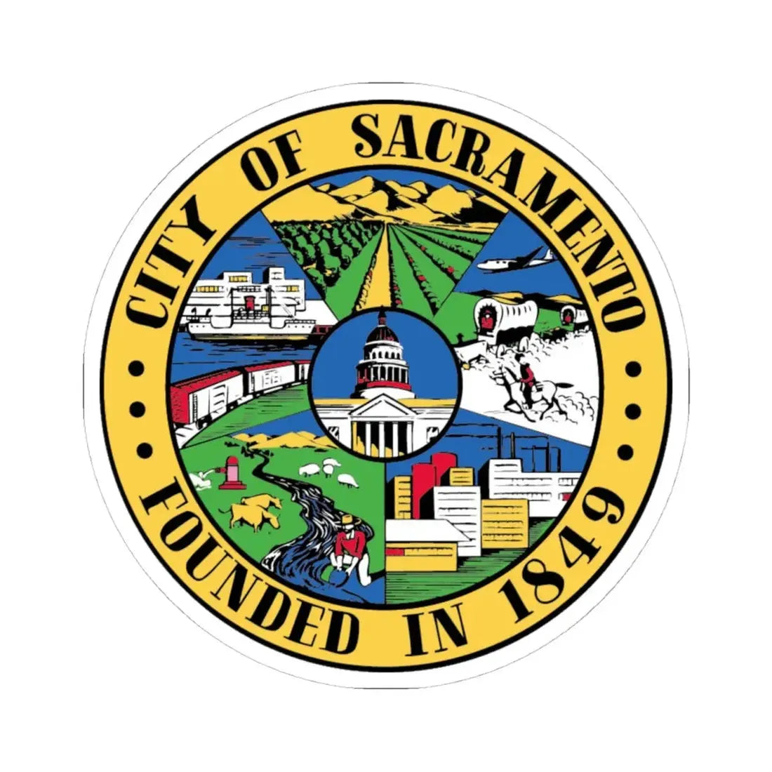 Seal of Sacramento California - STICKER Vinyl Kiss-Cut Decal 4 Inch White - The Sticker Space