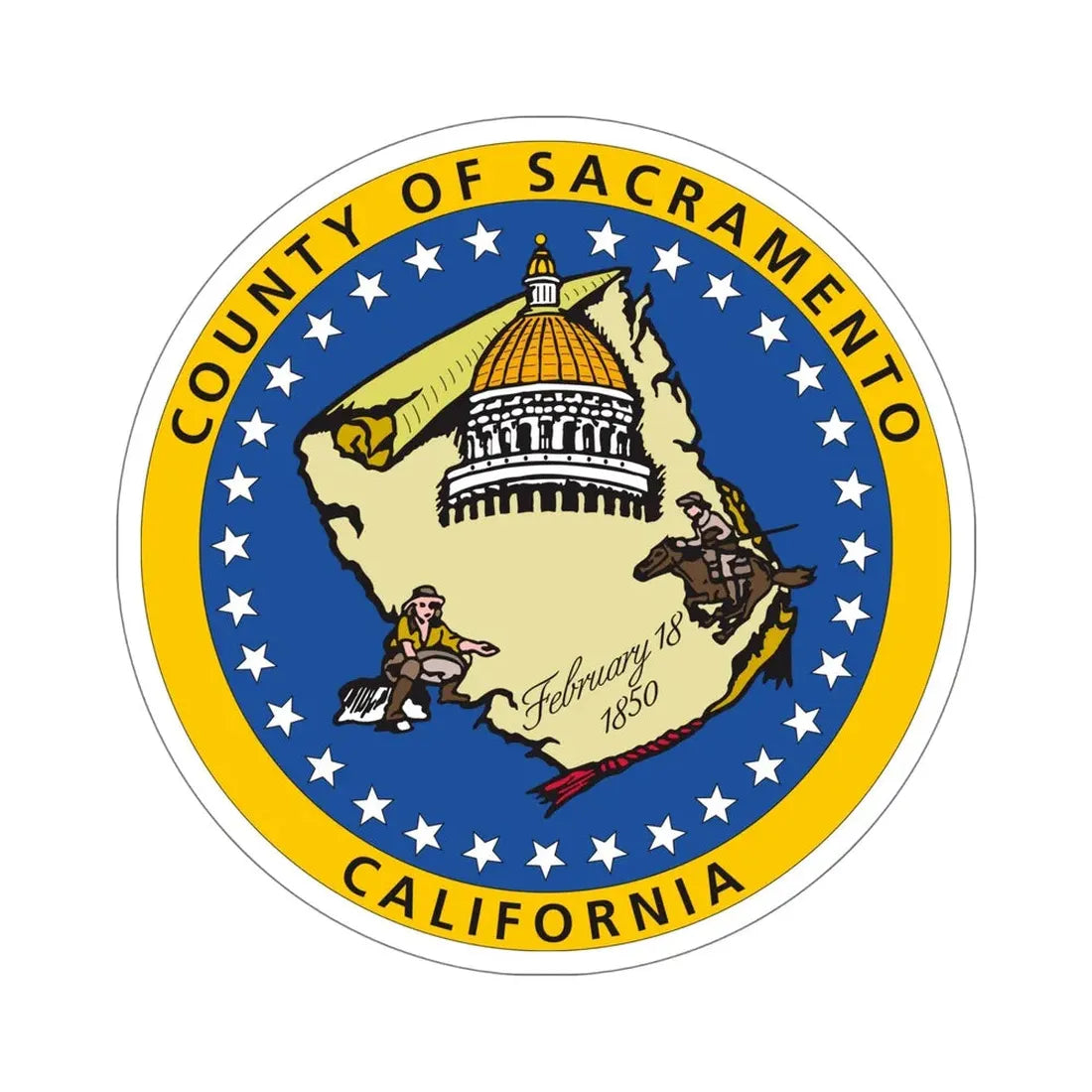 Seal of Sacramento County, California USA STICKER Vinyl Die-Cut Decal 6 Inch - The Sticker Space
