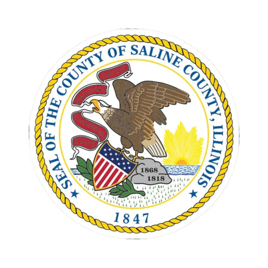 Seal of Saline County Illinois (United States) STICKER Vinyl Kiss-Cut Decal 2 Inch White - The Sticker Space