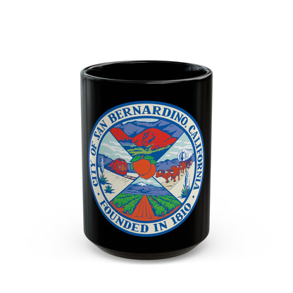 Seal of San Bernardino California - Black Coffee Mug-15oz-The Sticker Space