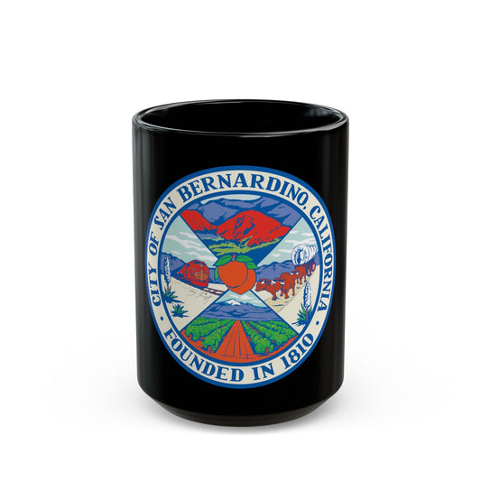 Seal of San Bernardino California - Black Coffee Mug-15oz-The Sticker Space