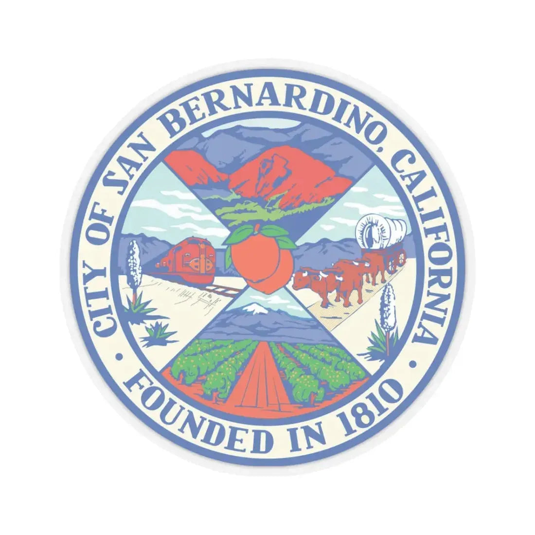 Seal of San Bernardino California - STICKER Vinyl Kiss-Cut Decal 3 Inch Transparent - The Sticker Space