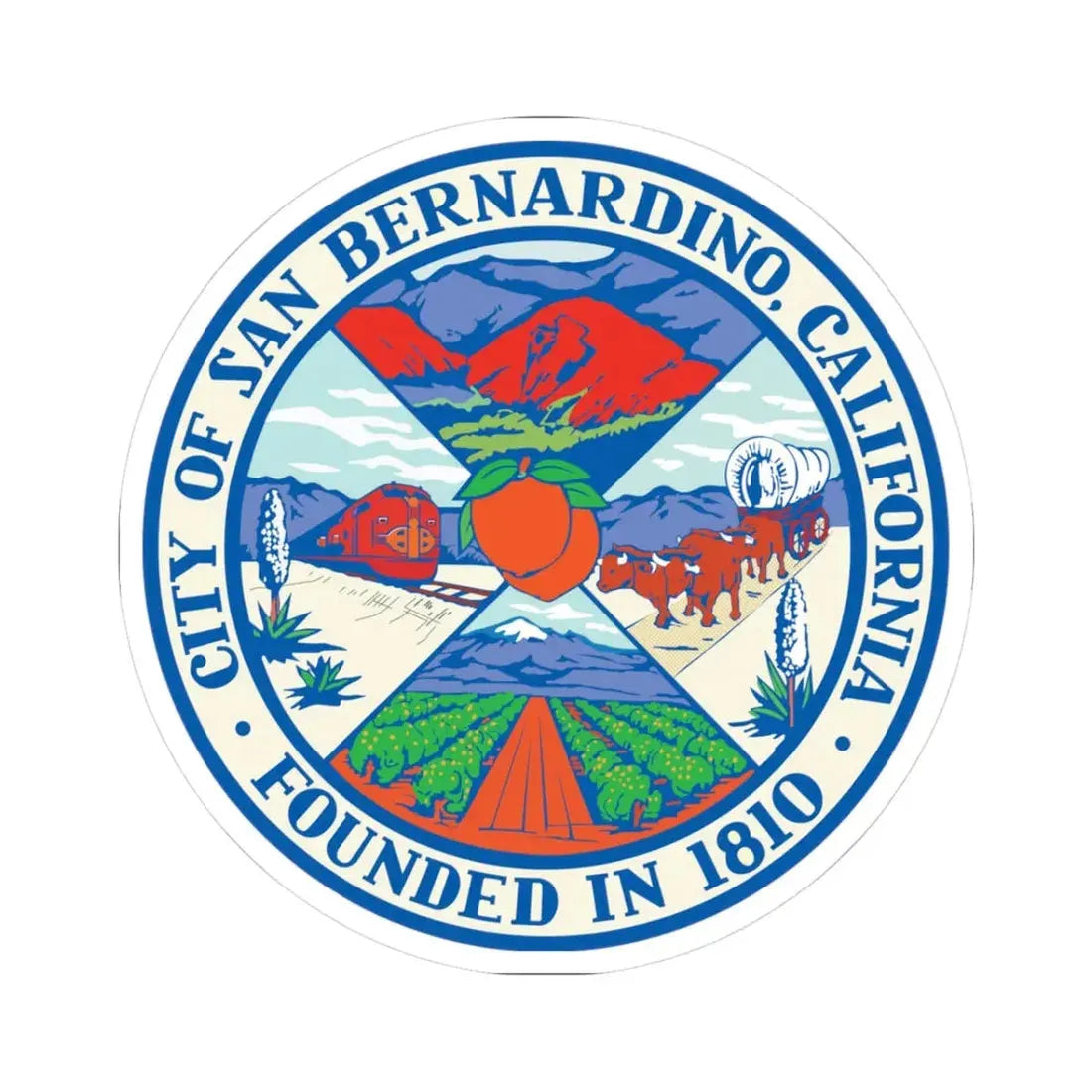 Seal of San Bernardino California - STICKER Vinyl Kiss-Cut Decal 3 Inch White - The Sticker Space