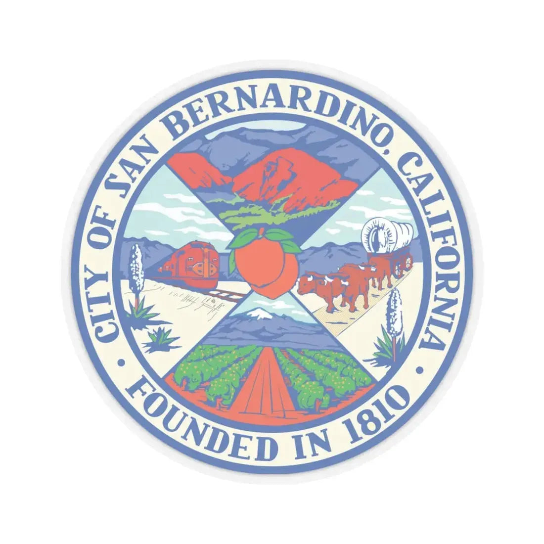 Seal of San Bernardino California - STICKER Vinyl Kiss-Cut Decal 4 Inch Transparent - The Sticker Space