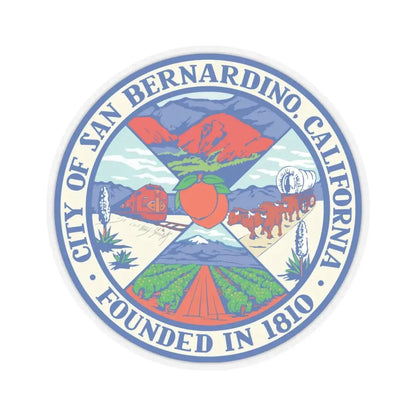 Seal of San Bernardino California - STICKER Vinyl Kiss-Cut Decal 4 Inch Transparent - The Sticker Space