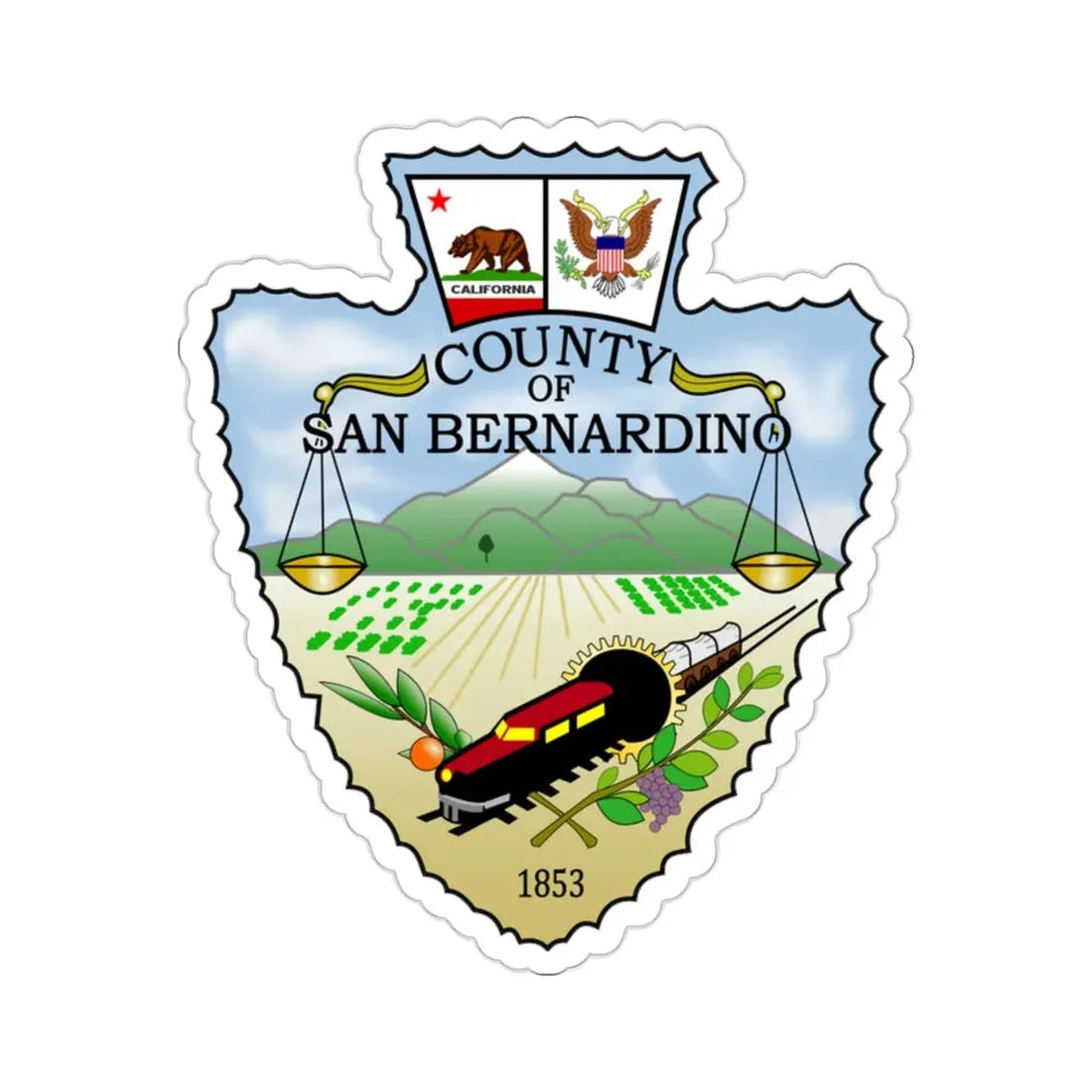 Seal of San Bernardino County, California USA STICKER Vinyl Die-Cut Decal 2 Inch - The Sticker Space