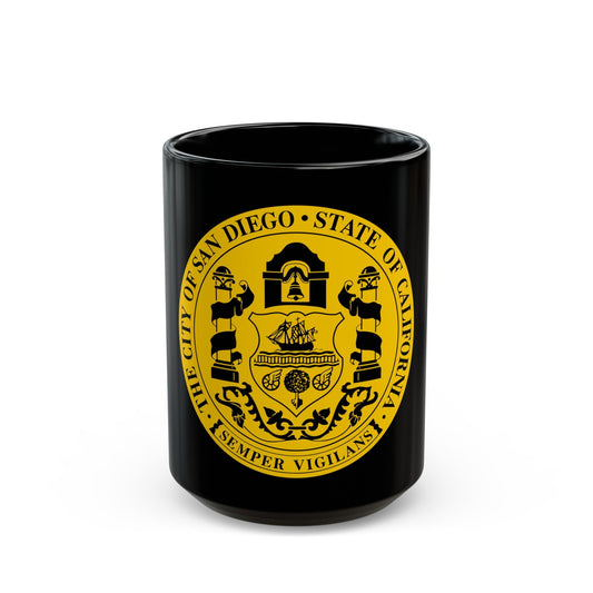 Seal of San Diego California - Black Coffee Mug-15oz-The Sticker Space