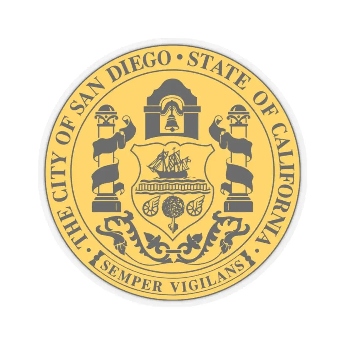 Seal of San Diego California - STICKER Vinyl Kiss-Cut Decal 2 Inch Transparent - The Sticker Space