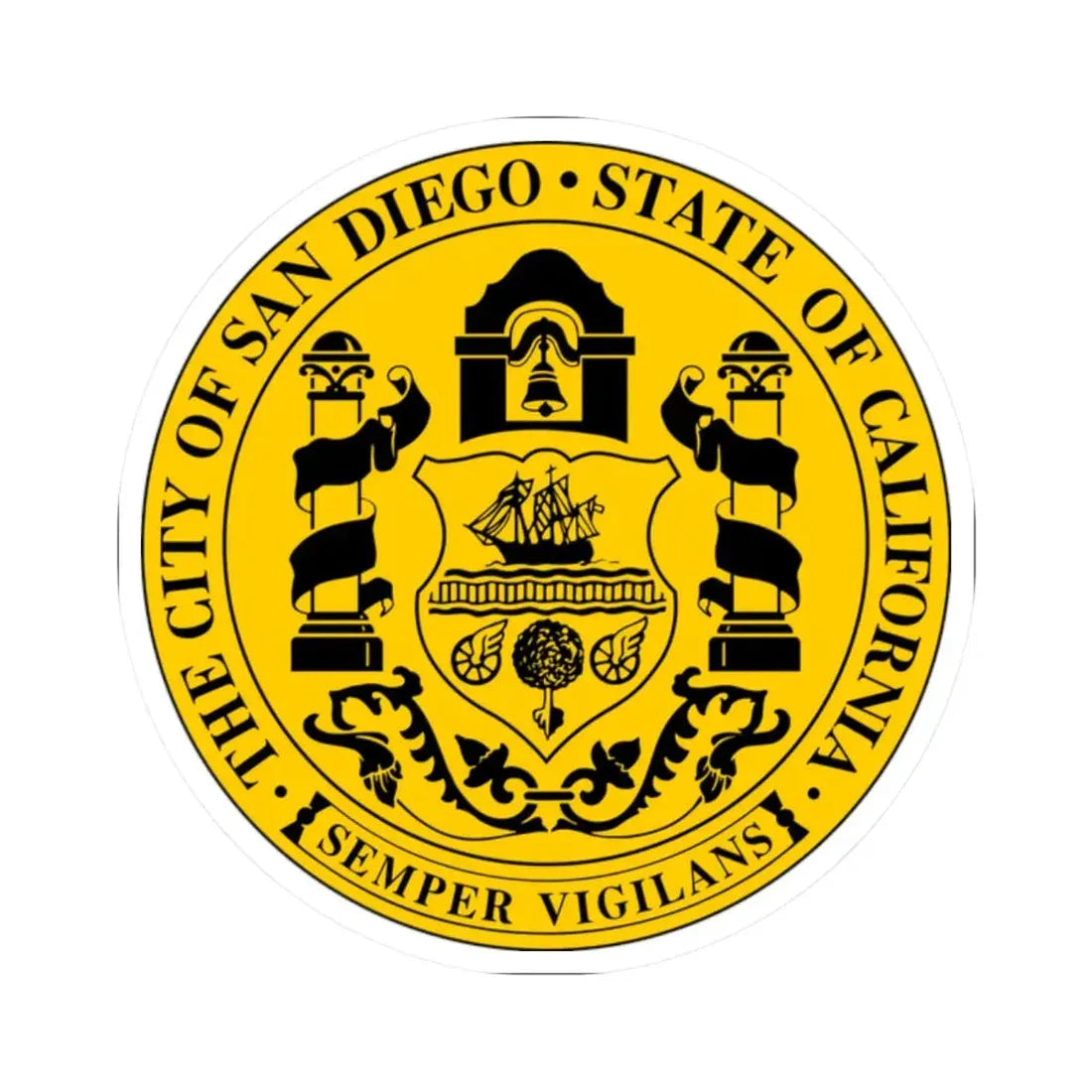 Seal of San Diego California - STICKER Vinyl Kiss-Cut Decal 2 Inch White - The Sticker Space