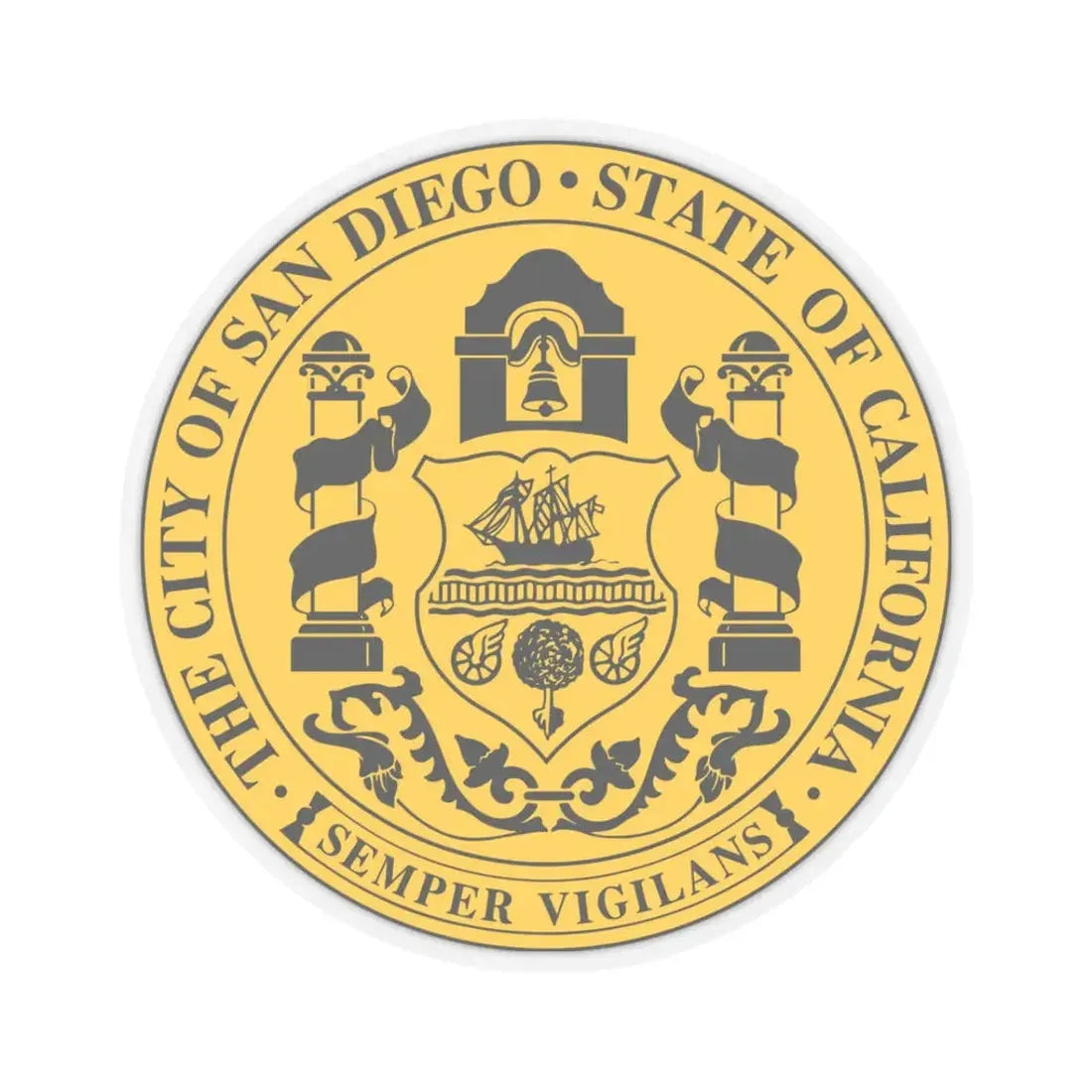 Seal of San Diego California - STICKER Vinyl Kiss-Cut Decal 3 Inch Transparent - The Sticker Space