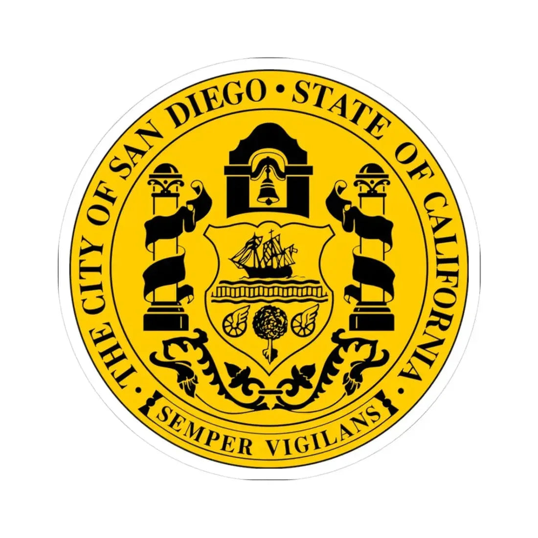 Seal of San Diego California - STICKER Vinyl Kiss-Cut Decal 3 Inch White - The Sticker Space