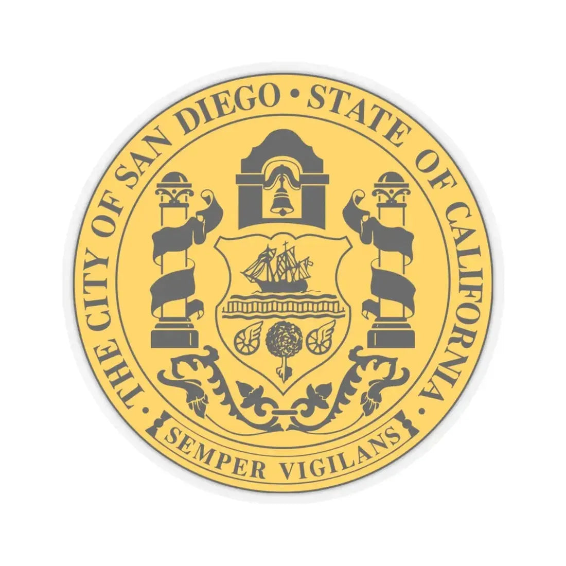 Seal of San Diego California - STICKER Vinyl Kiss-Cut Decal 4 Inch Transparent - The Sticker Space