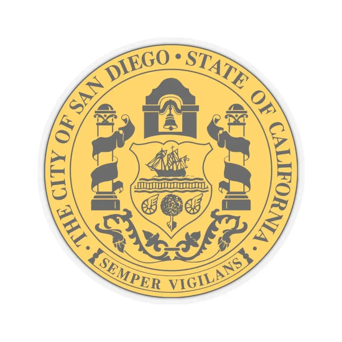 Seal of San Diego California - STICKER Vinyl Kiss-Cut Decal 6 Inch Transparent - The Sticker Space