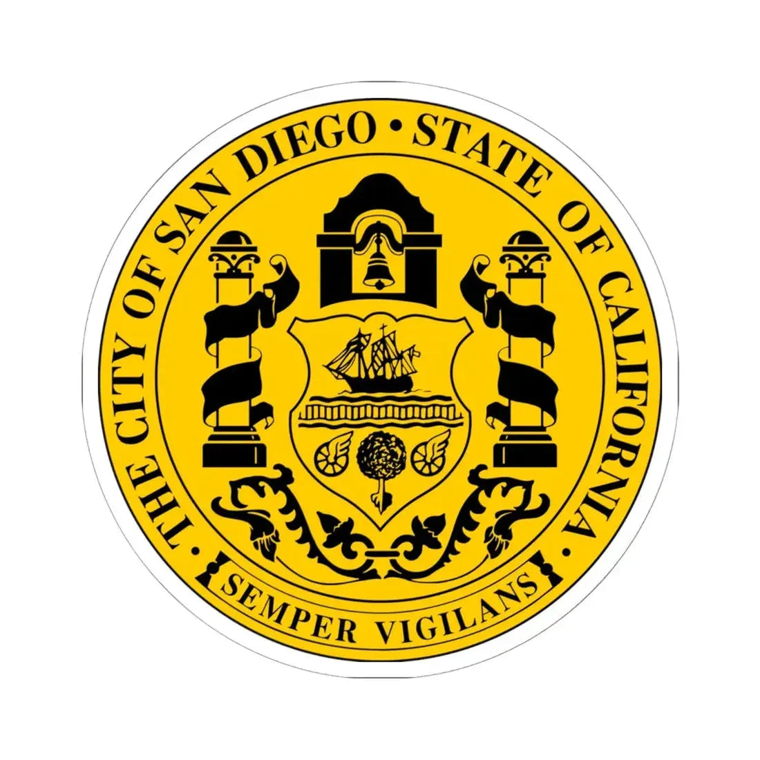 Seal of San Diego California - STICKER Vinyl Kiss-Cut Decal 6 Inch White - The Sticker Space