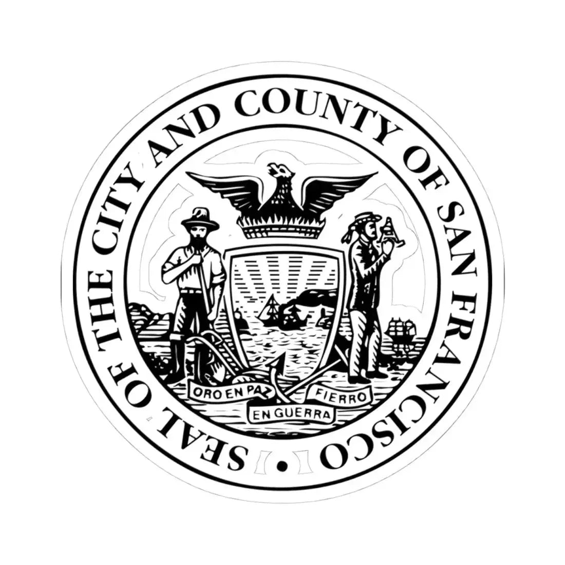 Seal of San Francisco (United States) STICKER Vinyl Kiss-Cut Decal 4 Inch White - The Sticker Space