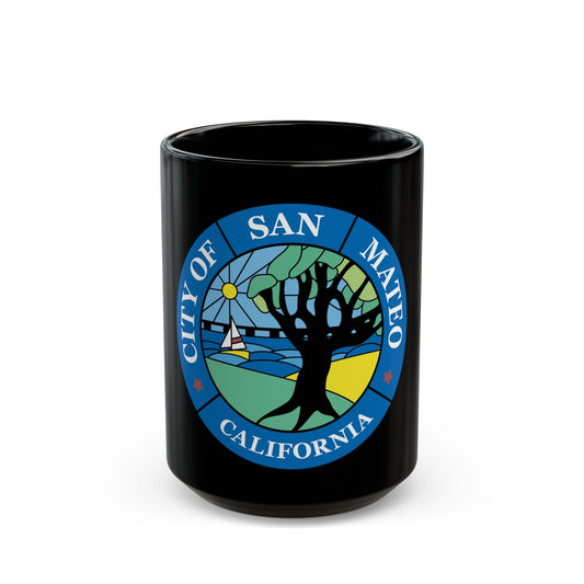 Seal of San Mateo California - Black Coffee Mug-15oz-The Sticker Space