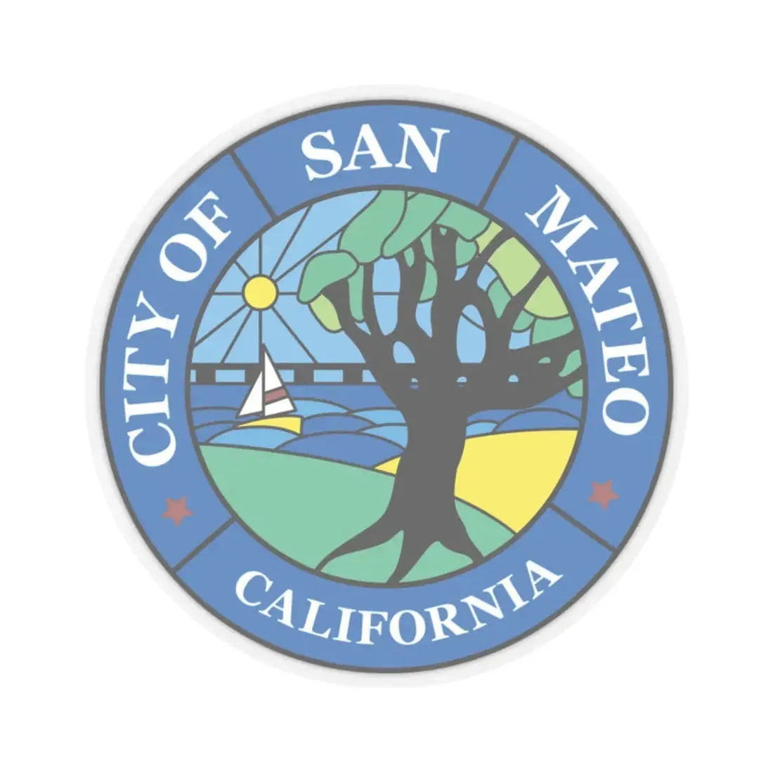 Seal of San Mateo California - STICKER Vinyl Kiss-Cut Decal 2 Inch Transparent - The Sticker Space
