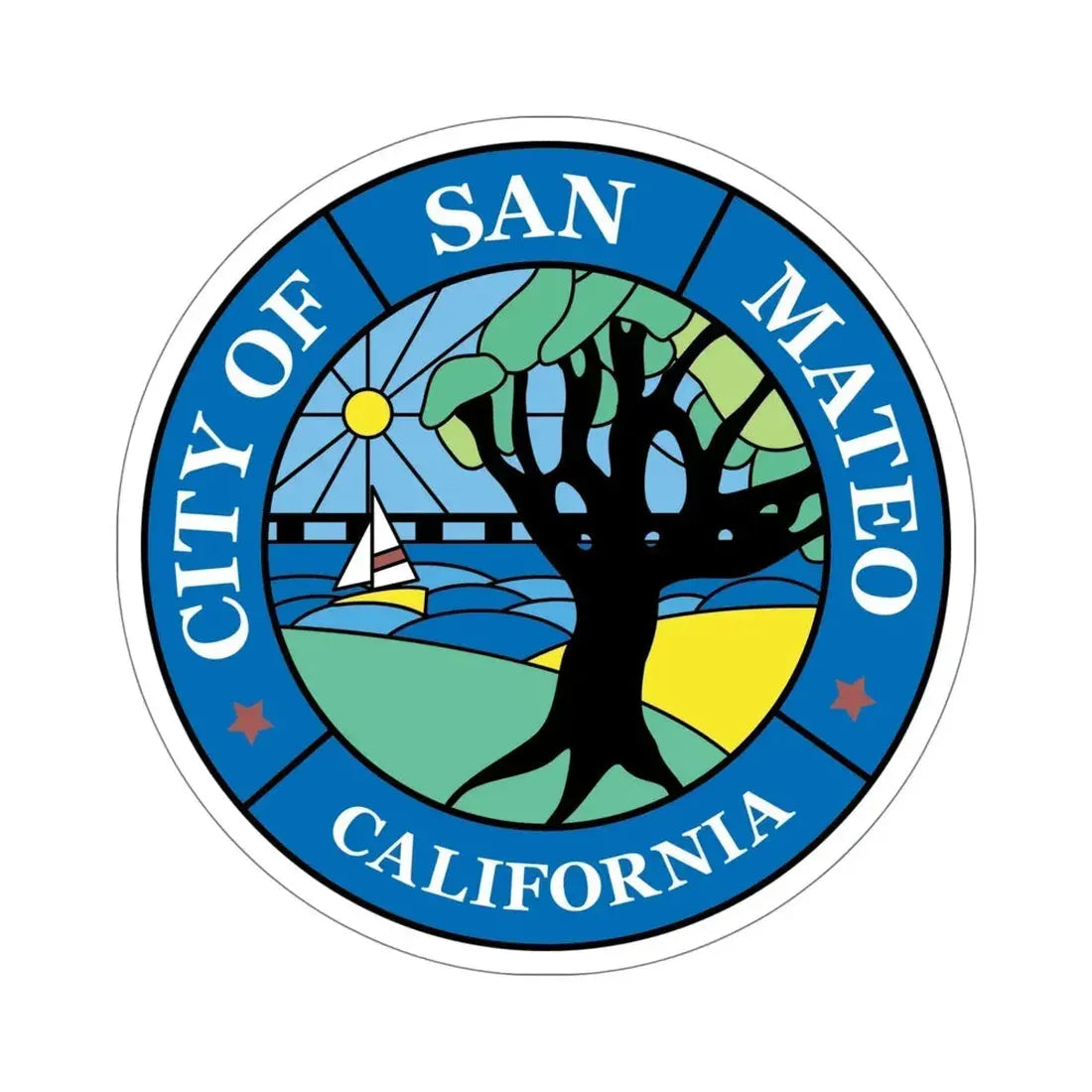 Seal of San Mateo California USA STICKER Vinyl Die-Cut Decal 5 Inch - The Sticker Space
