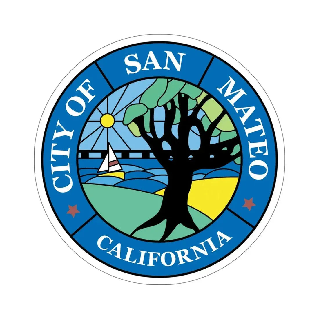 Seal of San Mateo California USA STICKER Vinyl Die-Cut Decal 6 Inch - The Sticker Space