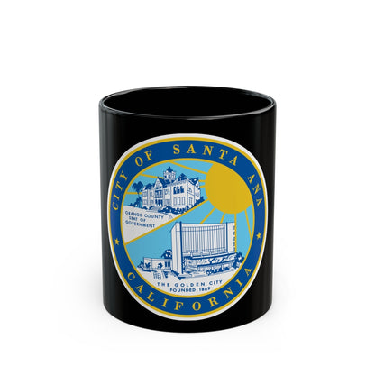 Seal of Santa Ana California - Black Coffee Mug-11oz-The Sticker Space