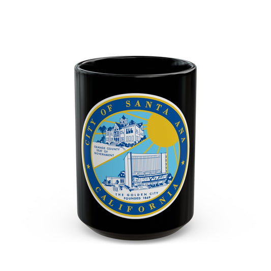 Seal of Santa Ana California - Black Coffee Mug-15oz-The Sticker Space