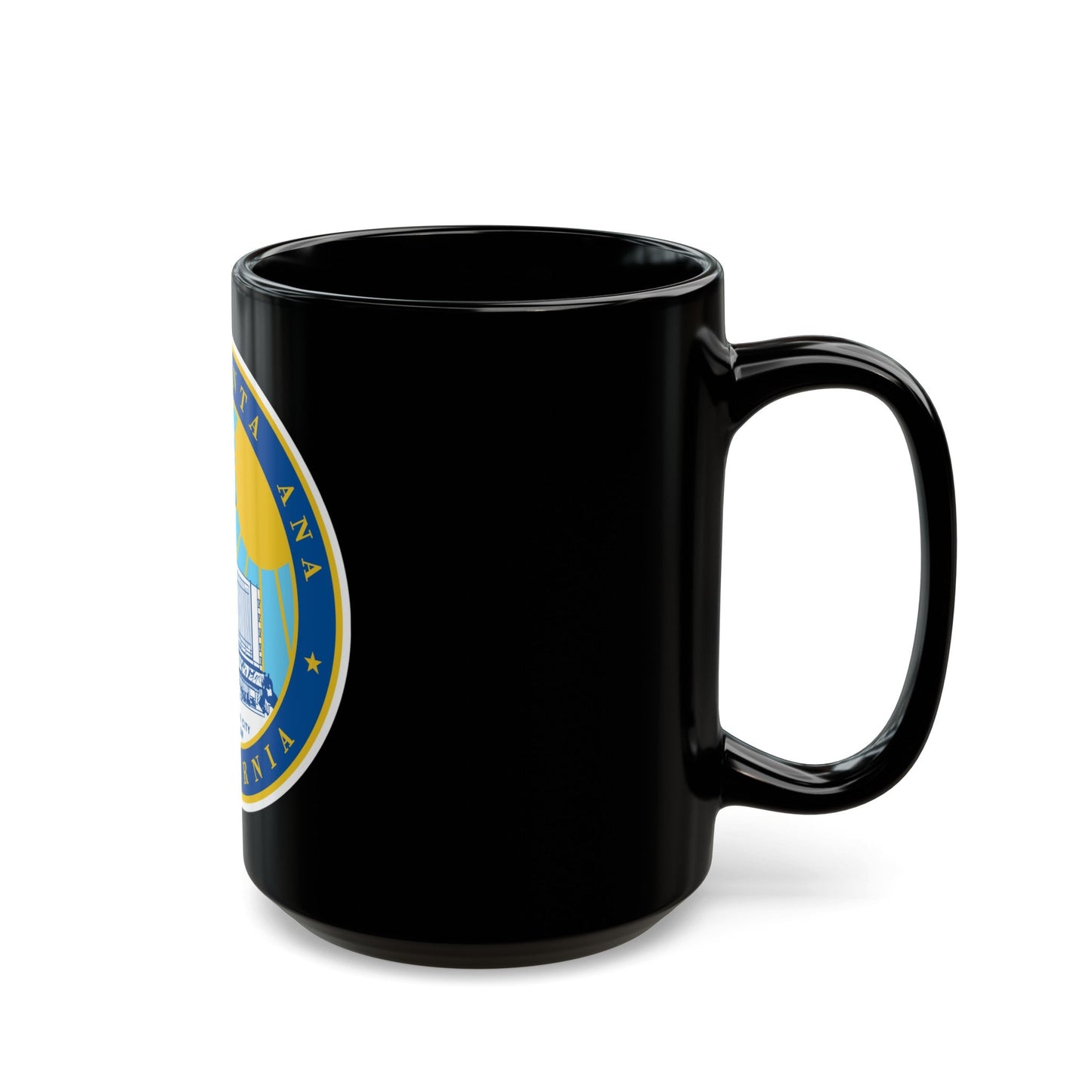 Seal of Santa Ana California - Black Coffee Mug-The Sticker Space