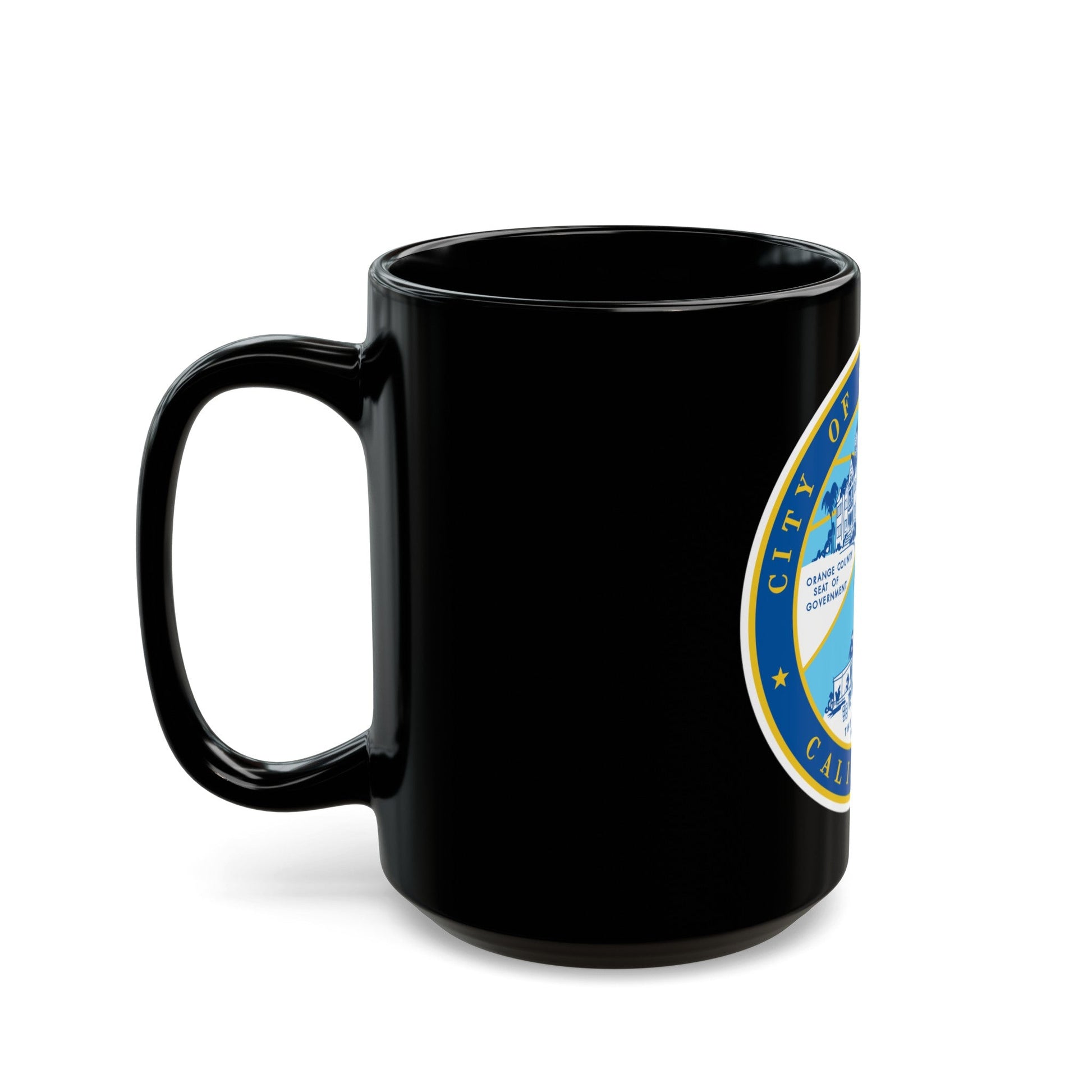 Seal of Santa Ana California - Black Coffee Mug-The Sticker Space