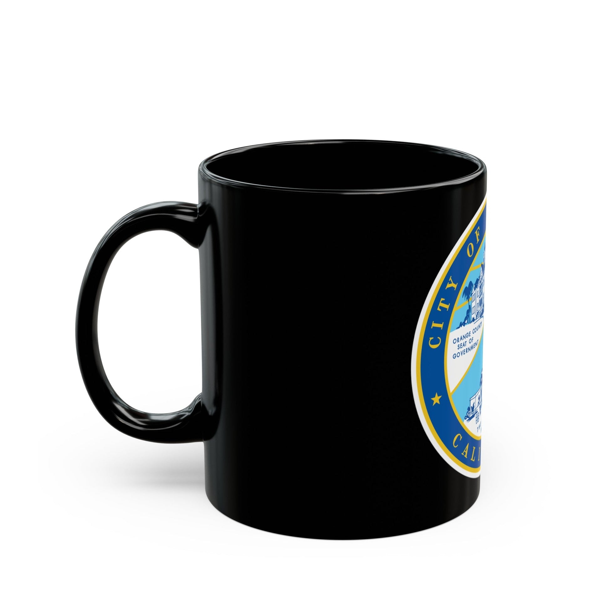 Seal of Santa Ana California - Black Coffee Mug-The Sticker Space