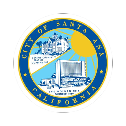 Seal of Santa Ana California - STICKER Vinyl Kiss-Cut Decal 2 Inch White - The Sticker Space