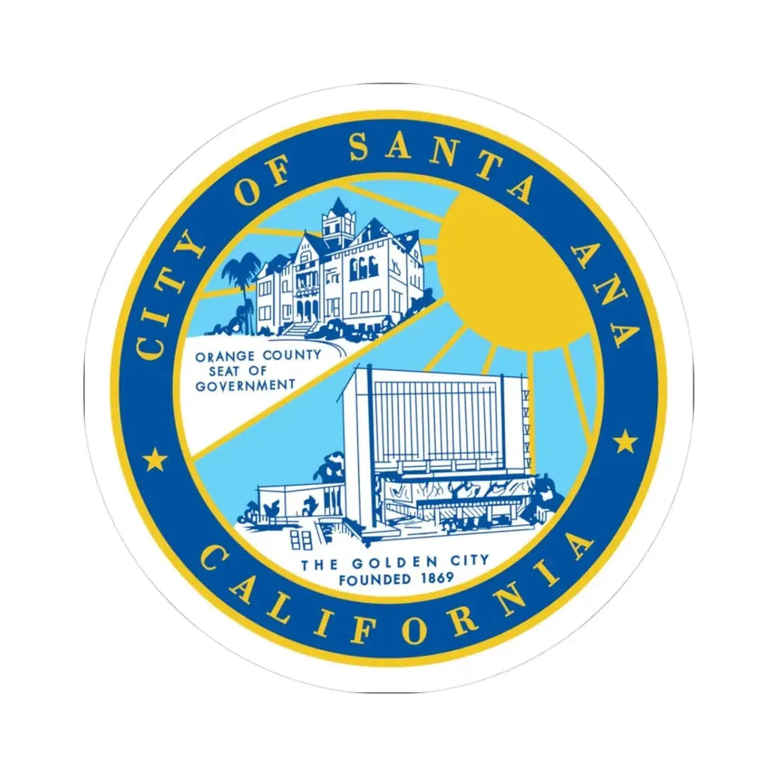 Seal of Santa Ana California - STICKER Vinyl Kiss-Cut Decal 3 Inch White - The Sticker Space