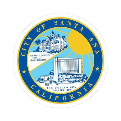 Seal of Santa Ana California - STICKER Vinyl Kiss-Cut Decal 3 Inch White - The Sticker Space