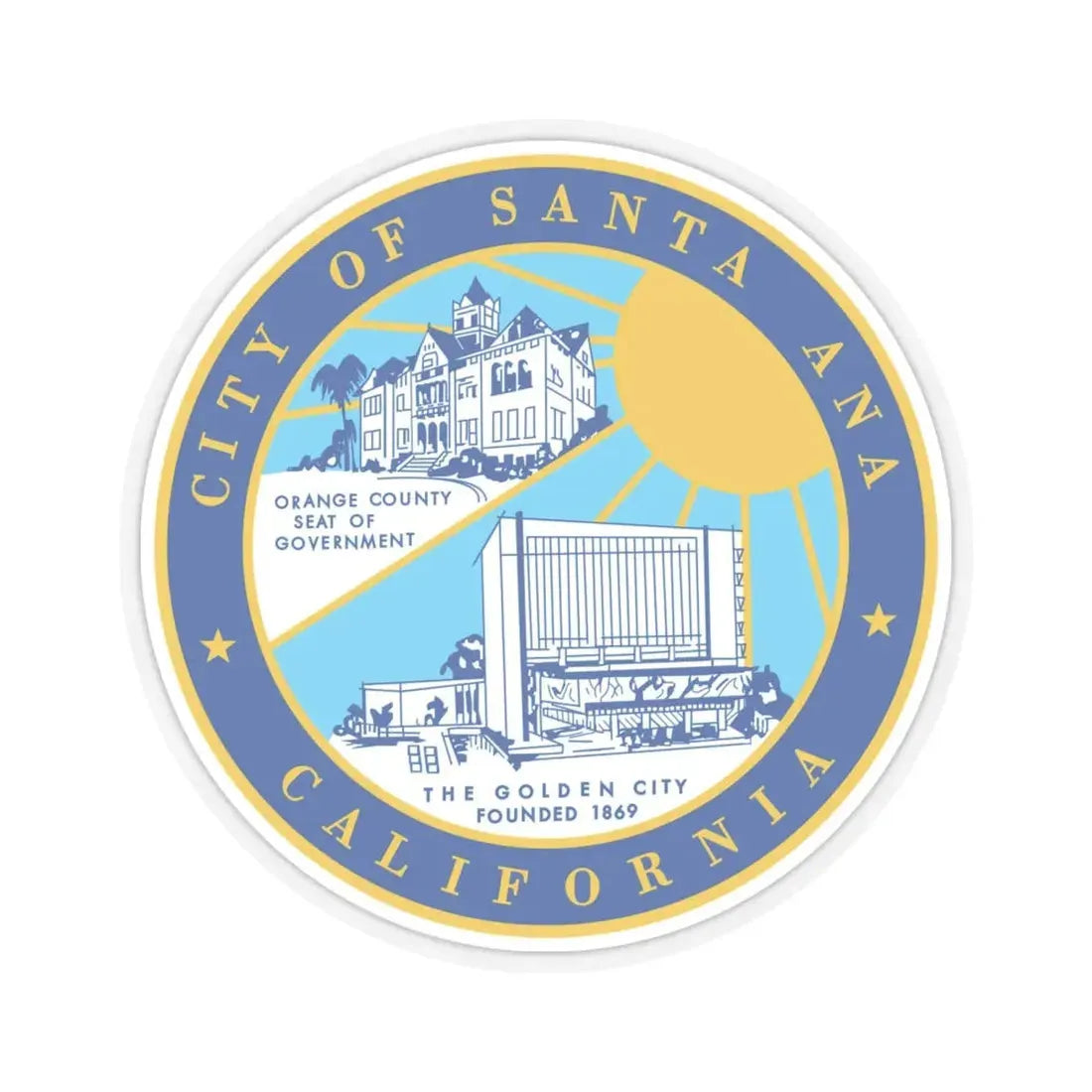 Seal of Santa Ana California - STICKER Vinyl Kiss-Cut Decal 6 Inch Transparent - The Sticker Space