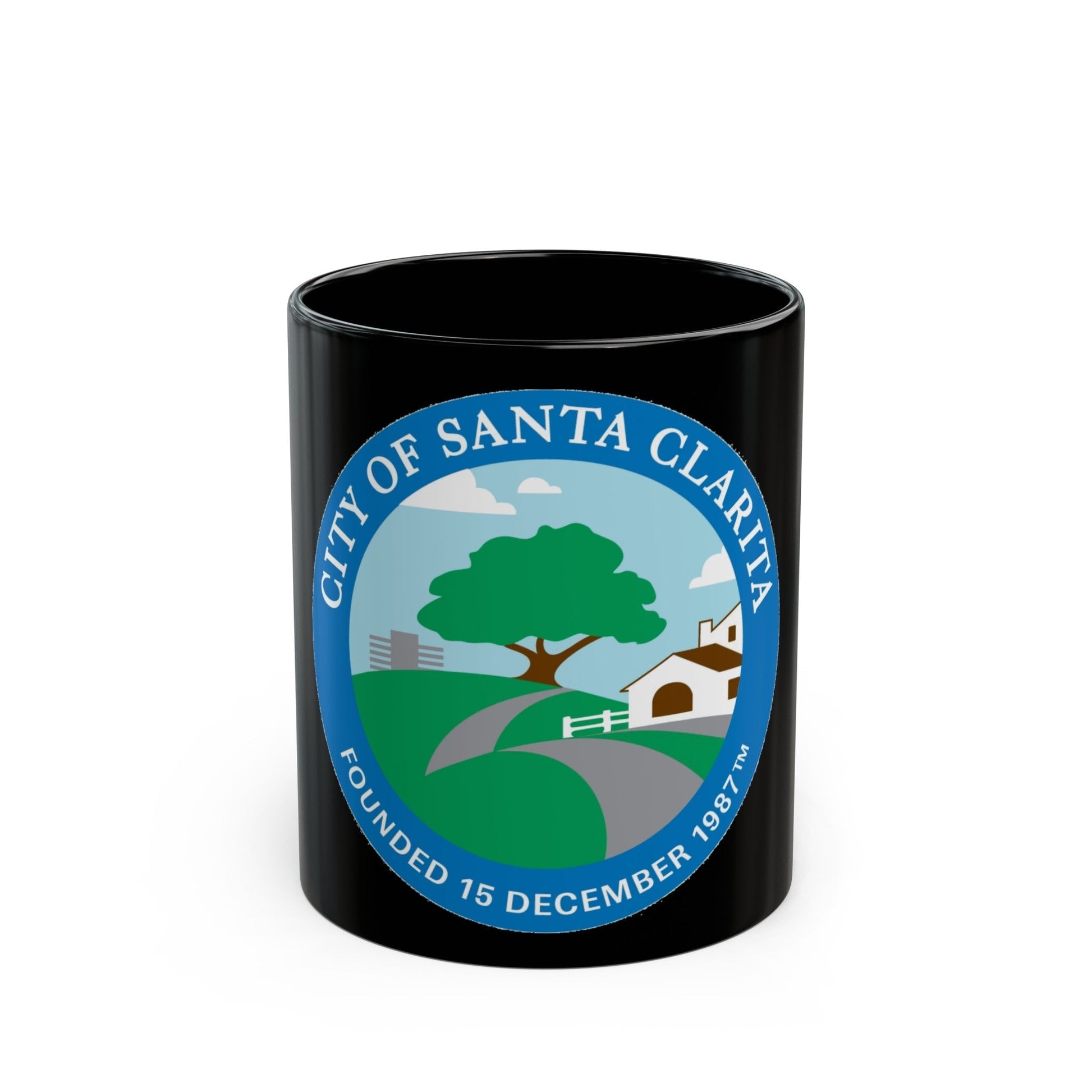 Seal of Santa Clarita California - Black Coffee Mug-11oz-The Sticker Space