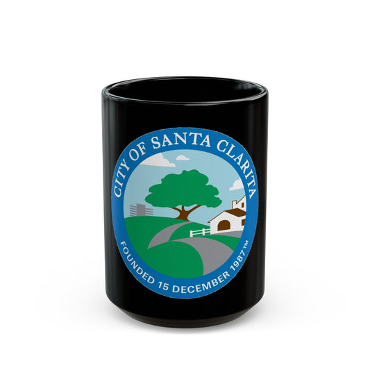 Seal of Santa Clarita California - Black Coffee Mug-15oz-The Sticker Space