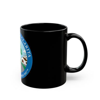 Seal of Santa Clarita California - Black Coffee Mug-The Sticker Space