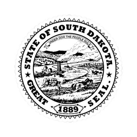 Seal of South Dakota BW (United States) STICKER Vinyl Kiss-Cut Decal 2 Inch White - The Sticker Space