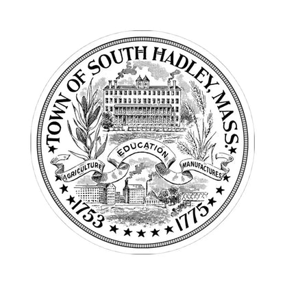 Seal of South Hadley Massachusetts - STICKER Vinyl Kiss-Cut Decal 4 Inch White - The Sticker Space
