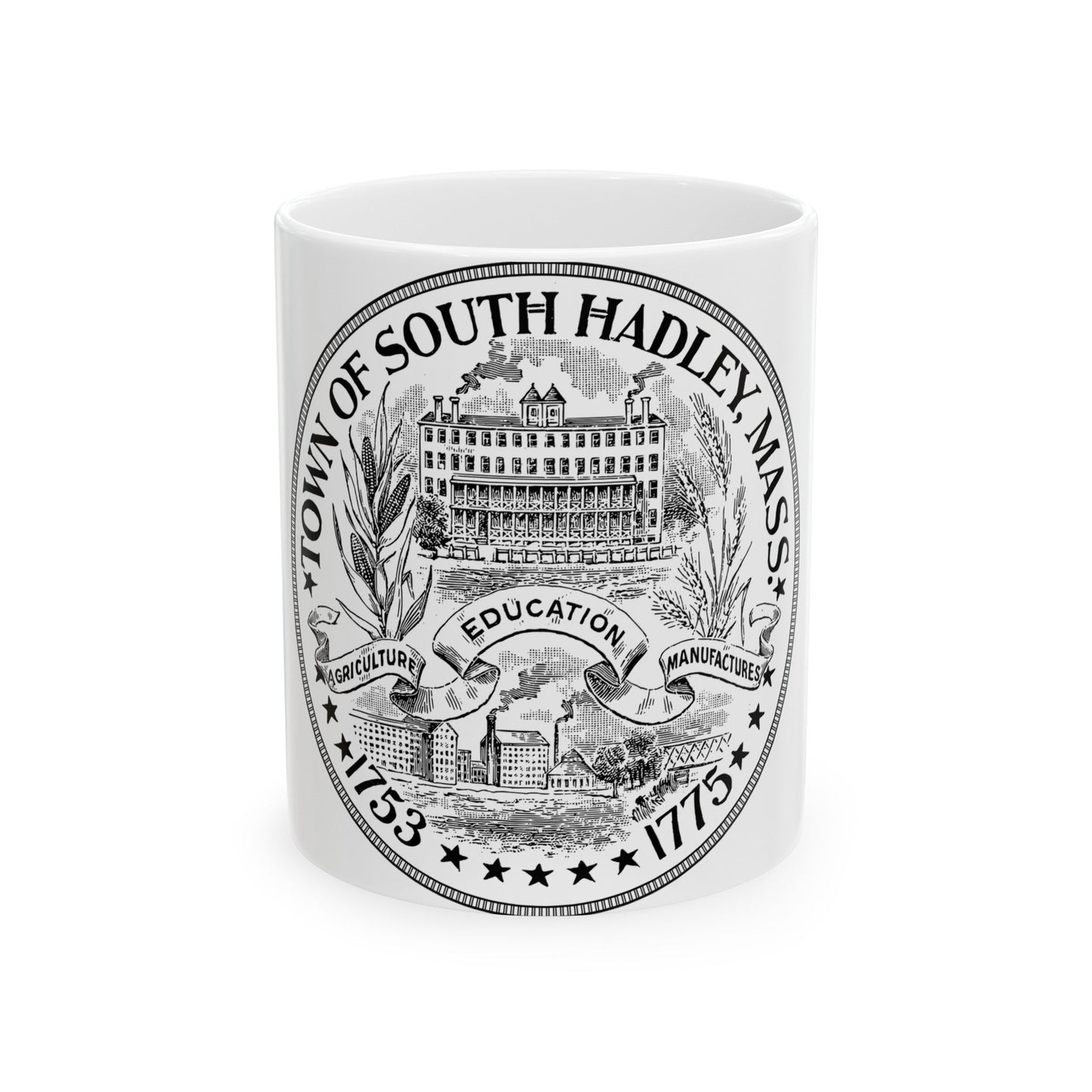 Seal of South Hadley Massachusetts - White Coffee Mug-11oz-The Sticker Space