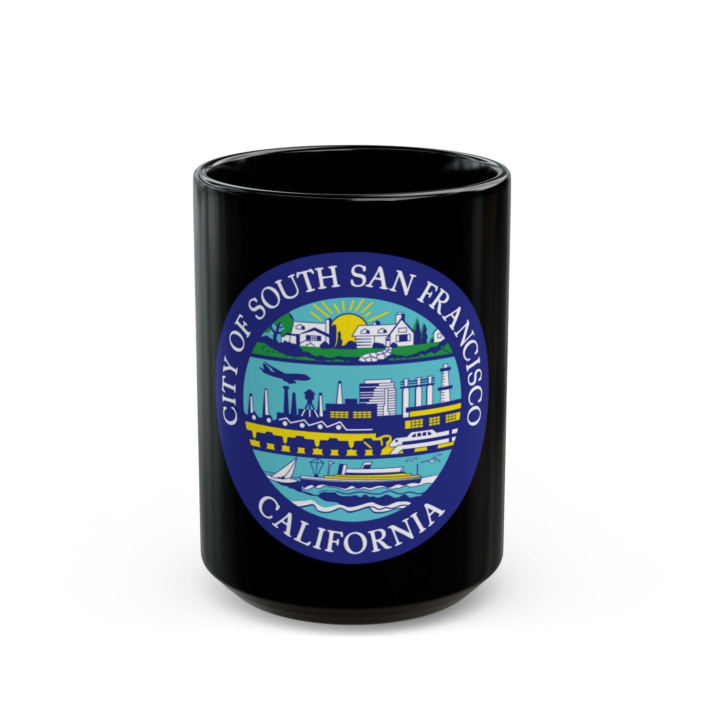 Seal of South San Francisco California - Black Coffee Mug-The Sticker Space