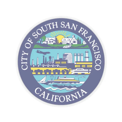 Seal of South San Francisco California - STICKER Vinyl Kiss-Cut Decal 3 Inch Transparent - The Sticker Space